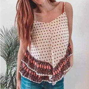 Alcee Boho paisley Ruffle Tiered sleeveless Top Size S